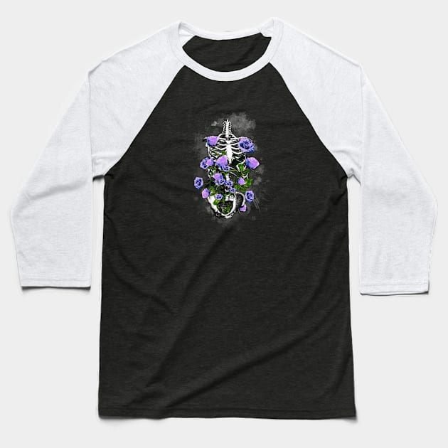 Rib Cage Floral 13 Baseball T-Shirt by Collagedream